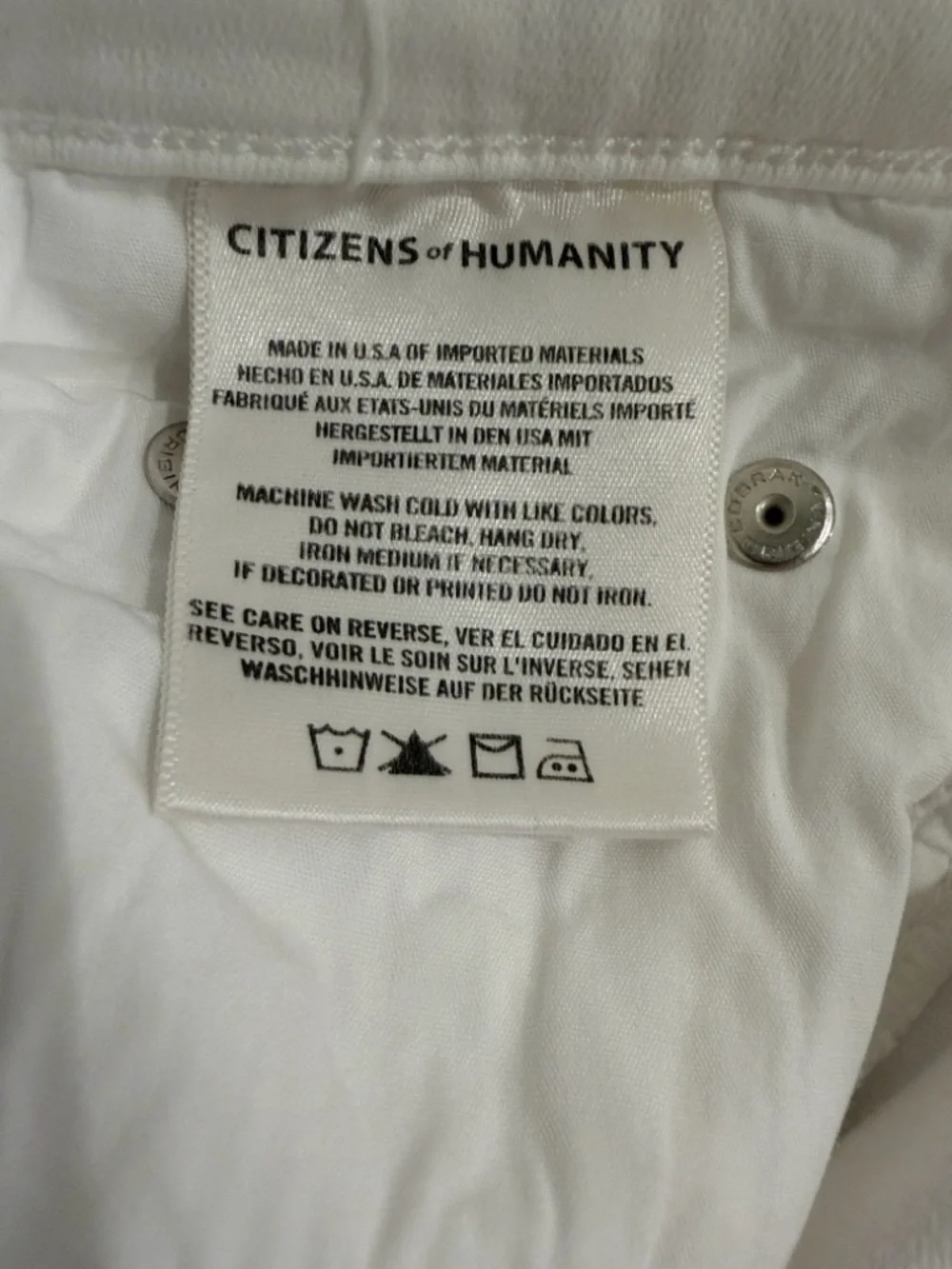 Citizens of Humanity Cara High Rise Cigarette Ankle Jeans White Size 31